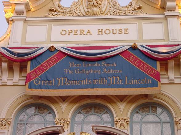 Gettysburg Address banner at The Walt Disney Story, 2002