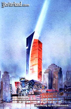 Rendering of 42nd Street redevelopment hotel by day