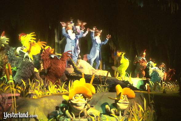 The denizens of the swamp sing “Down by the Riverside.”