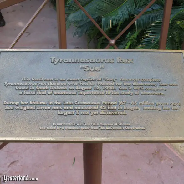 plaque about Sue, the T-rex: 2007 by Werner Weiss.