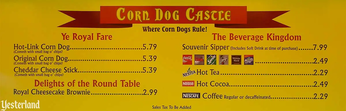 Corn Dog Castle menu board in 2004