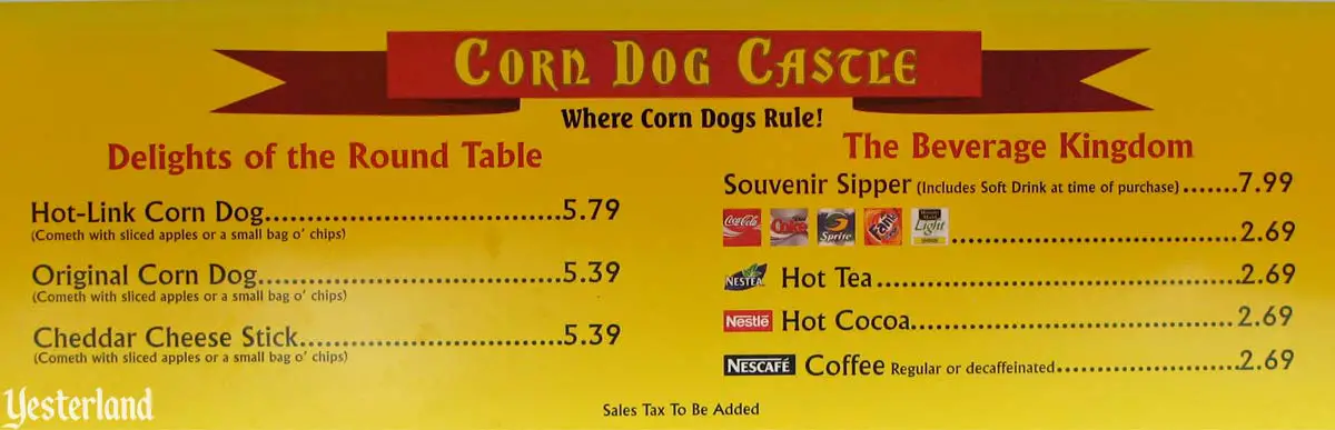 Corn Dog Castle menu board in 2007