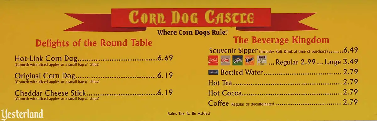 Corn Dog Castle menu board in 2013