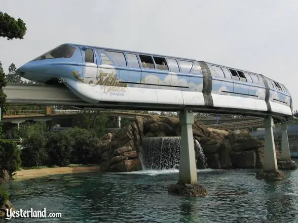 Disneyland Monorail deceorated for The Year of a Million Dreams