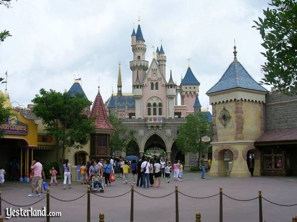 Sleeping Beauty Castle from inside Fantasyland at Hong Kong Disneyland