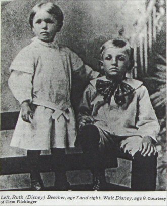 Ruth (Disney) Beecher, age 7, and Walt Disney, age 9