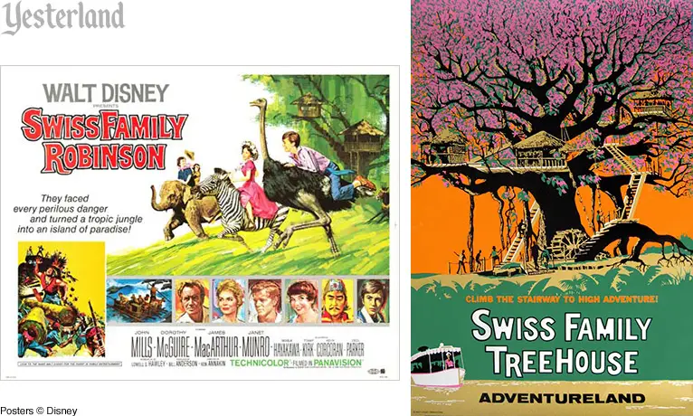Swiss Family Robinson movie posters and Swiss Family Treehouse attraction poster