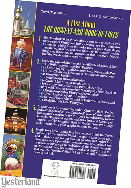 back cover: The Disneyland Book of Lists