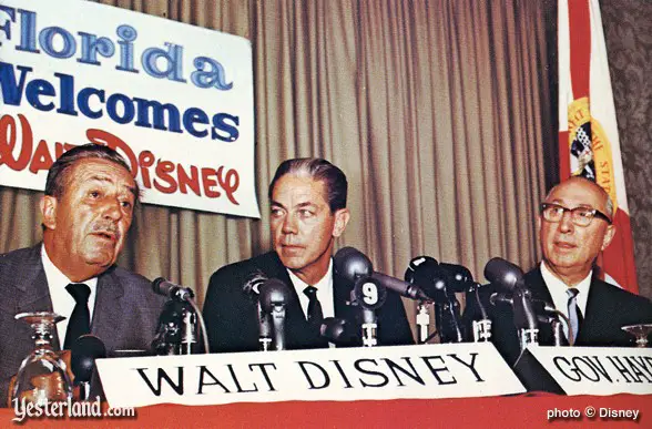 Walt Disney, Florida Governor Hayden Burns, and Roy DIsney on November 15, 1965