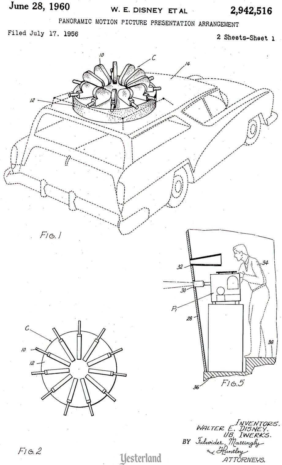 U.S. Patent number 2942516 drawing, sheet 1 of 2