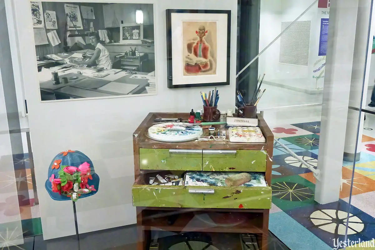 Mary Blair display case at the Walt Disney Family Museum